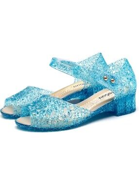 Girls Glitter Jelly Sandals Low Heel Princess Dress Up Party Shoes 6 7 8 9 11 12